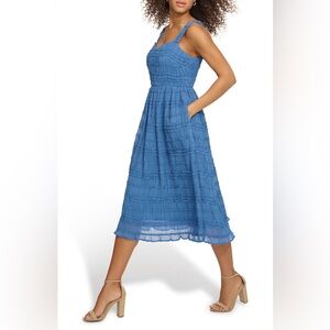 Kensie Blue Smocked Sundress for Wedding Guest